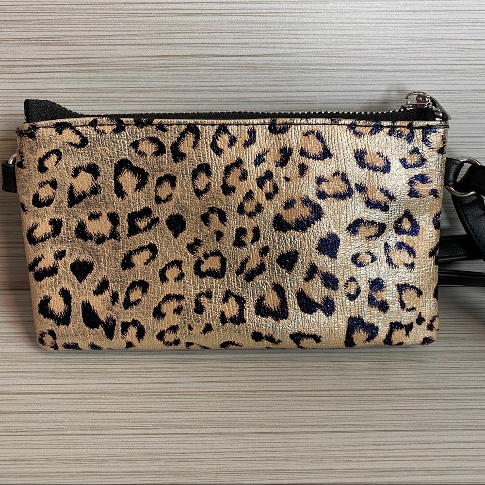 Metallic Leopard Print Crossbody Bag Adjustable